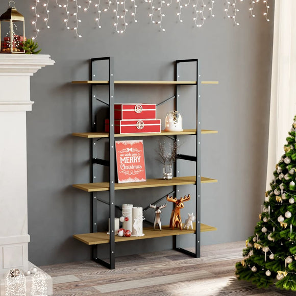 NNEVL 4-Tier Book Cabinet Brown 100x30x140 cm Solid Pine Wood