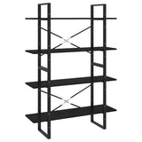 NNEVL 4-Tier Book Cabinet Black 100x30x140 cm Solid Pine Wood