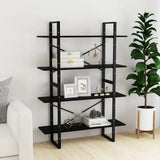 NNEVL 4-Tier Book Cabinet Black 100x30x140 cm Solid Pine Wood