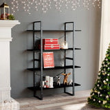 NNEVL 4-Tier Book Cabinet Black 100x30x140 cm Solid Pine Wood