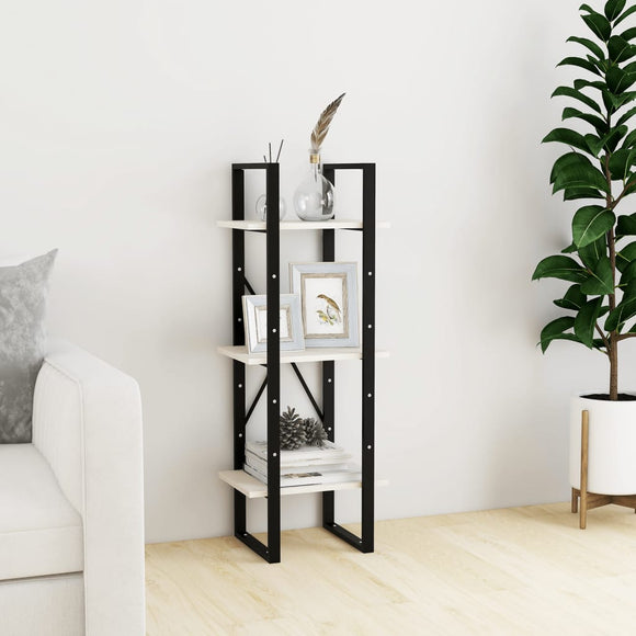 NNEVL 3-Tier Book Cabinet White 40x30x105 cm Solid Pinewood