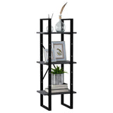 NNEVL 3-Tier Book Cabinet Grey 40x30x105 cm Solid Pinewood