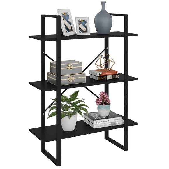 NNEVL Book Cabinet Black 80x30x105 cm Chipboard