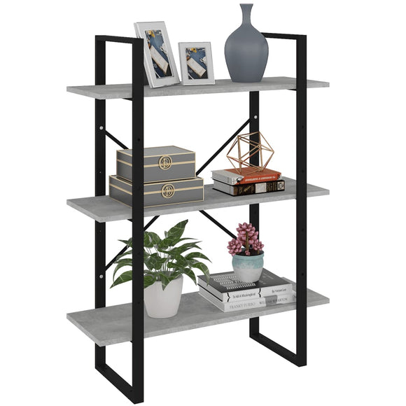 NNEVL Bookshelf Concrete Grey 80x30x105 cm Chipboard
