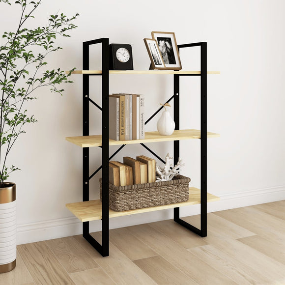 NNEVL 3-Tier Book Cabinet 80x30x105 cm Solid Pine Wood