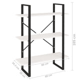 NNEVL 3-Tier Book Cabinet White 80x30x105 cm Solid Pine Wood