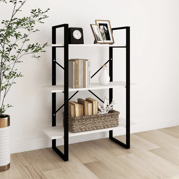 NNEVL 3-Tier Book Cabinet White 80x30x105 cm Solid Pine Wood
