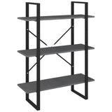 NNEVL 3-Tier Book Cabinet Grey 80x30x105 cm Solid Pine Wood