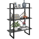 NNEVL 3-Tier Book Cabinet Grey 80x30x105 cm Solid Pine Wood
