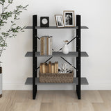 NNEVL 3-Tier Book Cabinet Grey 80x30x105 cm Solid Pine Wood