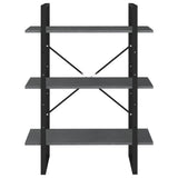 NNEVL 3-Tier Book Cabinet Grey 80x30x105 cm Solid Pine Wood