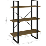 NNEVL 3-Tier Book Cabinet Brown 80x30x105 cm Solid Pine Wood