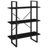NNEVL 3-Tier Book Cabinet Black 80x30x105 cm Solid Pine Wood