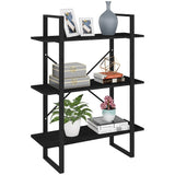 NNEVL 3-Tier Book Cabinet Black 80x30x105 cm Solid Pine Wood