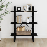 NNEVL 3-Tier Book Cabinet Black 80x30x105 cm Solid Pine Wood