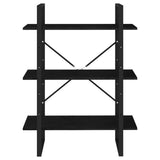 NNEVL 3-Tier Book Cabinet Black 80x30x105 cm Solid Pine Wood