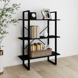NNEVL 3-Tier Book Cabinet Black 80x30x105 cm Solid Pine Wood