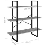 NNEVL Book Cabinet Concrete Grey 100x30x105 cm Chipboard