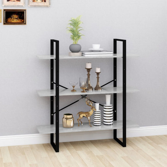 NNEVL Book Cabinet Concrete Grey 100x30x105 cm Chipboard