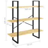 NNEVL 3-Tier Book Cabinet 100x30x105 cm Solid Pine Wood