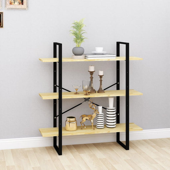 NNEVL 3-Tier Book Cabinet 100x30x105 cm Solid Pine Wood