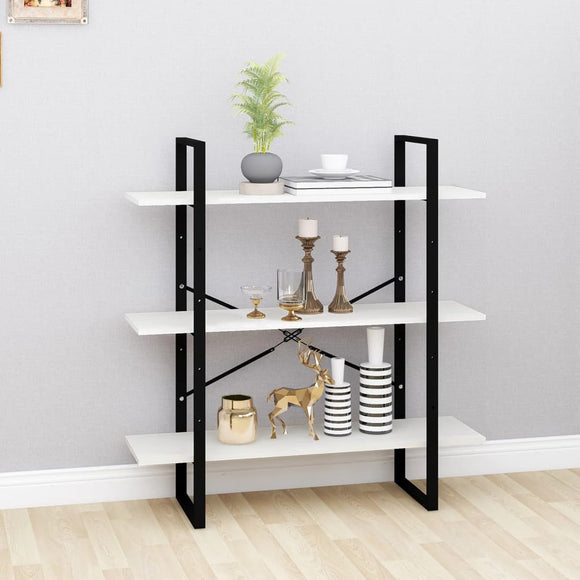NNEVL 3-Tier Book Cabinet White 100x30x105 cm Solid Pine Wood