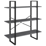 NNEVL 3-Tier Book Cabinet Grey 100x30x105 cm Solid Pine Wood