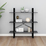 NNEVL 3-Tier Book Cabinet Grey 100x30x105 cm Solid Pine Wood