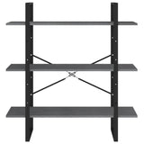 NNEVL 3-Tier Book Cabinet Grey 100x30x105 cm Solid Pine Wood