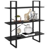 NNEVL 3-Tier Book Cabinet Black 100x30x105 cm Solid Pine Wood