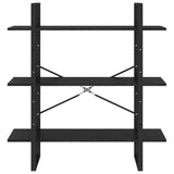 NNEVL 3-Tier Book Cabinet Black 100x30x105 cm Solid Pine Wood