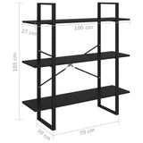 NNEVL 3-Tier Book Cabinet Black 100x30x105 cm Solid Pine Wood