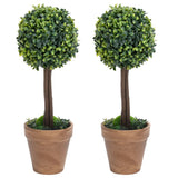 NNEVL Artificial Boxwood Plants 2 pcs with Pots Ball Shaped Green 56 cm