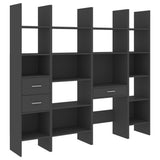 NNEVL 4 Piece Book Cabinet Set Grey Chipboard
