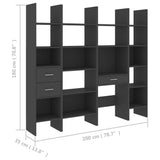 NNEVL 4 Piece Book Cabinet Set Grey Chipboard