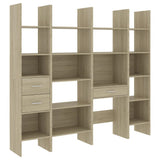 NNEVL 4 Piece Book Cabinet Set Sonoma Oak Chipboard