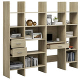 NNEVL 4 Piece Book Cabinet Set Sonoma Oak Chipboard