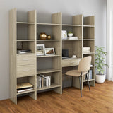 NNEVL 4 Piece Book Cabinet Set Sonoma Oak Chipboard