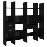 NNEVL 4 Piece Book Cabinet Set High Gloss Black Chipboard