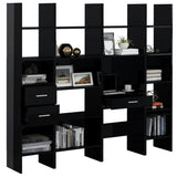 NNEVL 4 Piece Book Cabinet Set High Gloss Black Chipboard