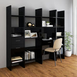 NNEVL 4 Piece Book Cabinet Set High Gloss Black Chipboard