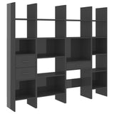 NNEVL 4 Piece Book Cabinet Set High Gloss Grey Chipboard