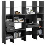 NNEVL 4 Piece Book Cabinet Set High Gloss Grey Chipboard