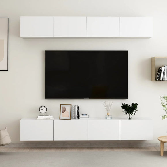 NNEVL TV Cabinets 4 pcs White 100x30x30 cm Engineered Wood