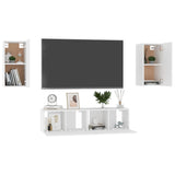 NNEVL 4 Piece TV Cabinet Set White Chipboard