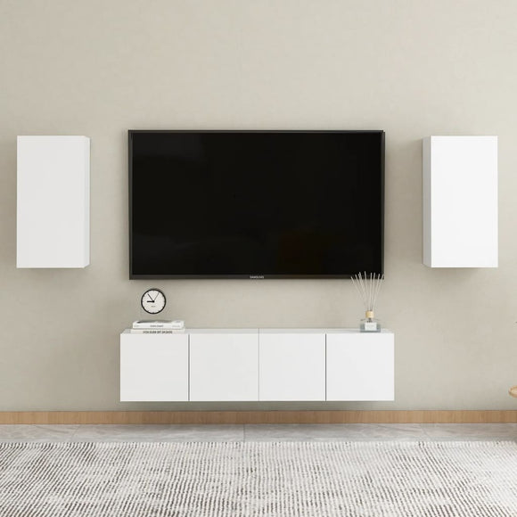 NNEVL 4 Piece TV Cabinet Set White Chipboard