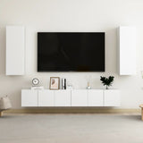NNEVL 5 Piece TV Cabinet Set White Chipboard