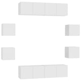 NNEVL 8 Piece TV Cabinet Set White Chipboard