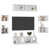 NNEVL 8 Piece TV Cabinet Set White Chipboard