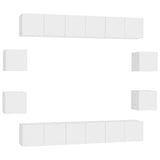 NNEVL 10 Piece TV Cabinet Set White Chipboard